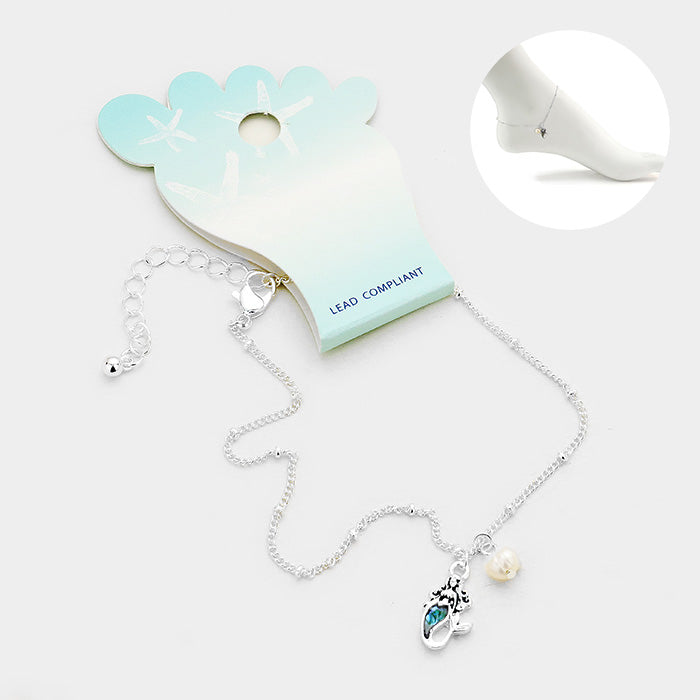 Abalone Mermaid Pearl Charm Anklet