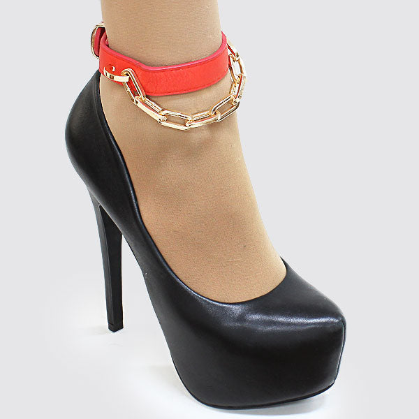 Chain Draped Leather Anklet