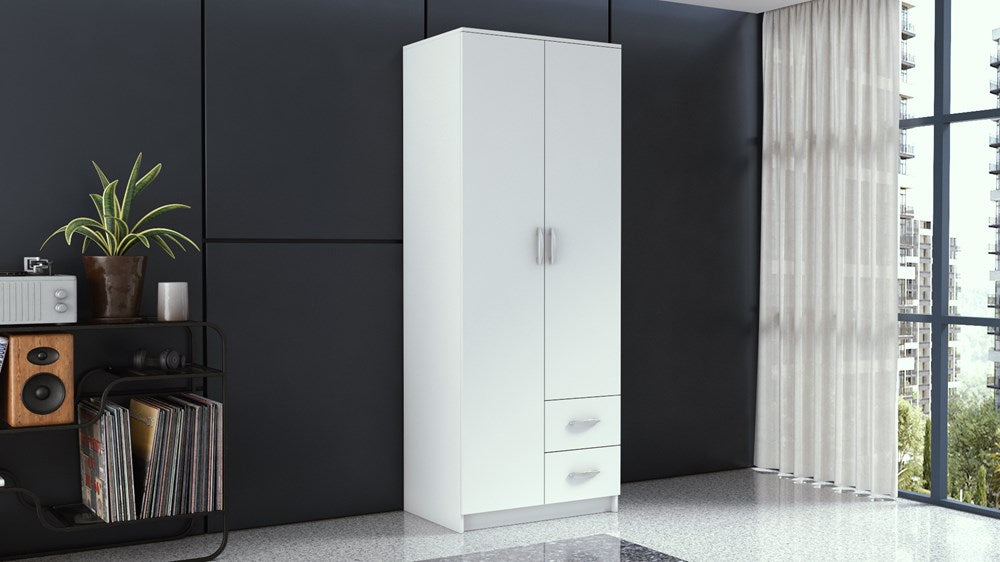 SZAFA ROMANA 80 DRZWI 2 SZUFLADY 80CM BIAŁA