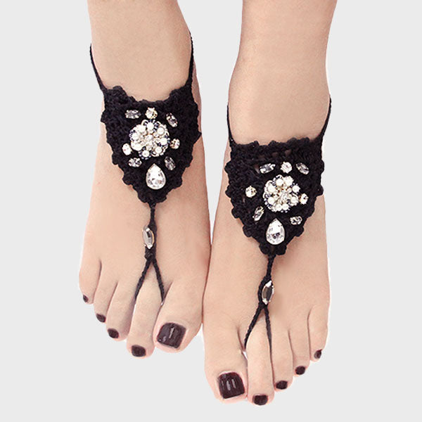 Floral Crochet Barefoot Sandals Anklets