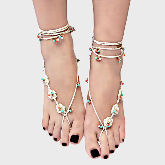 Floral Crochet Barefoot Sandals Anklets