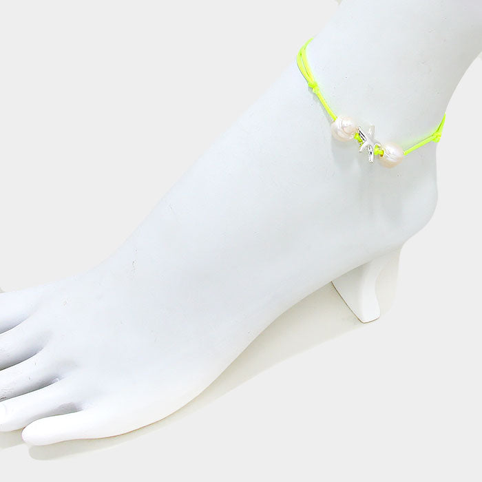 Metal starfish & pearl anklet