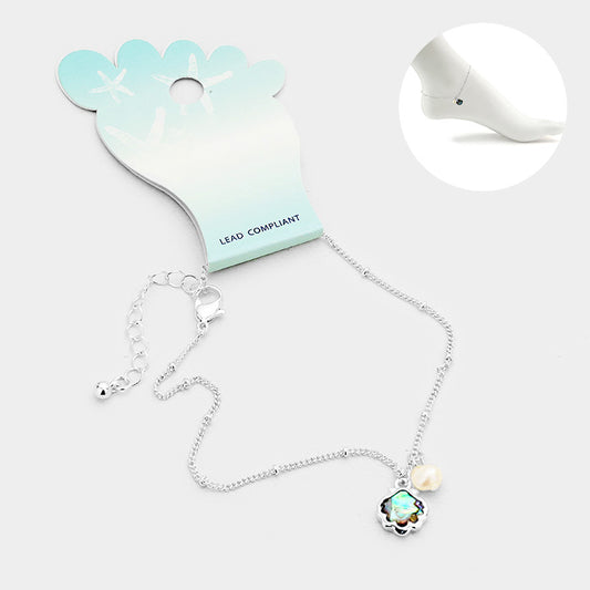 Abalone Metal Shell Detail Anklet