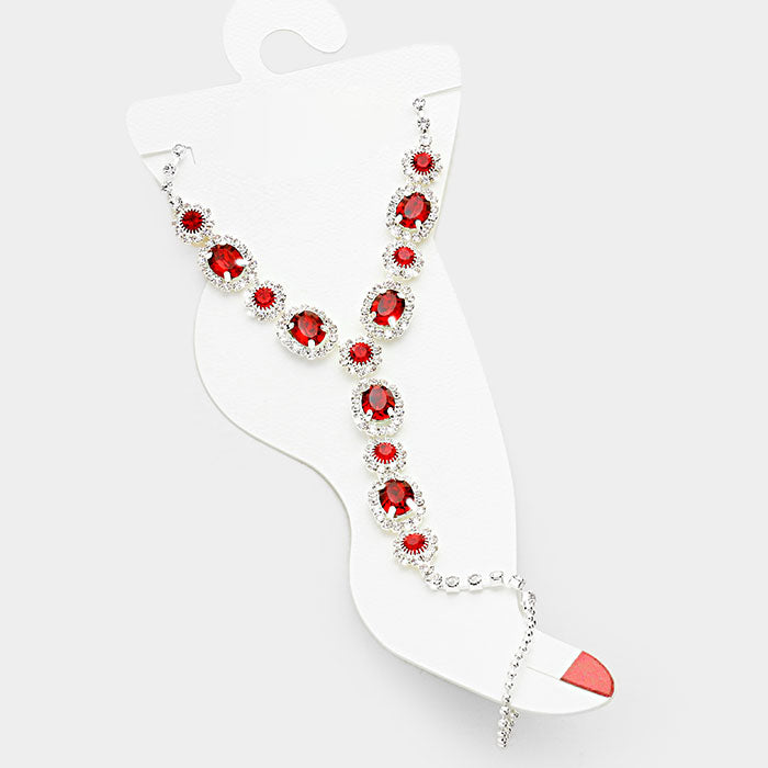 Crystal Rhinestone Anklet with Toe Ring Foot Chain