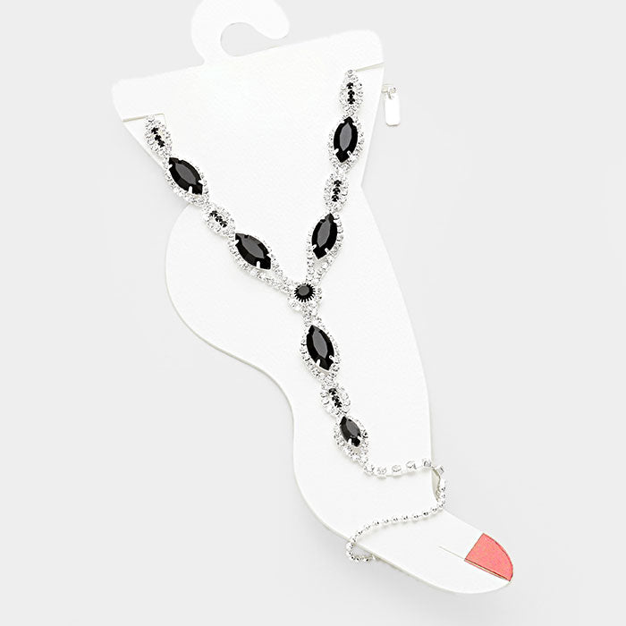 Crystal Rhinestone Anklet with Toe Ring Foot Chain