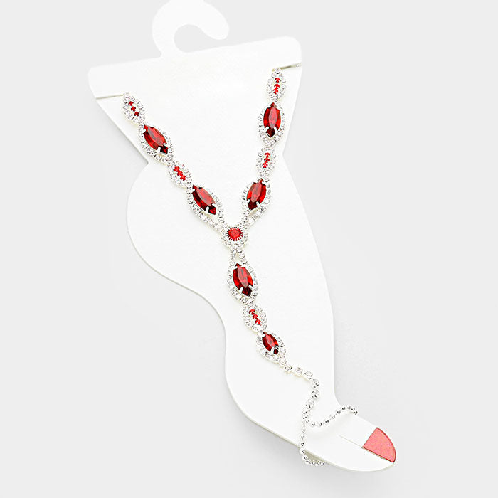 Crystal Rhinestone Anklet with Toe Ring Foot Chain