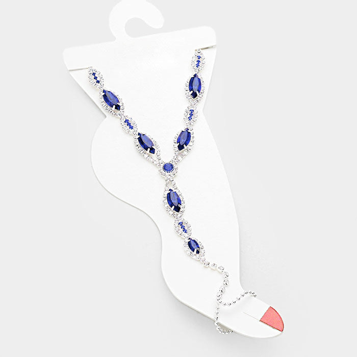 Crystal Rhinestone Anklet with Toe Ring Foot Chain