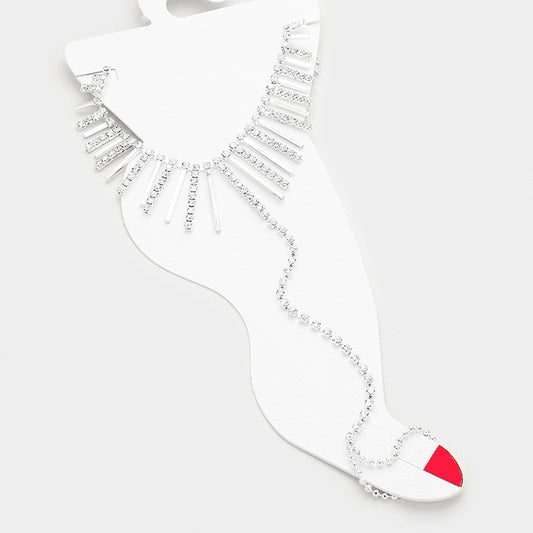 Crystal Rhinestone Bar Fringe Anklet Toe Ring Foot Chain