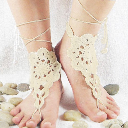 1 Pair - Crochet lace up anklets