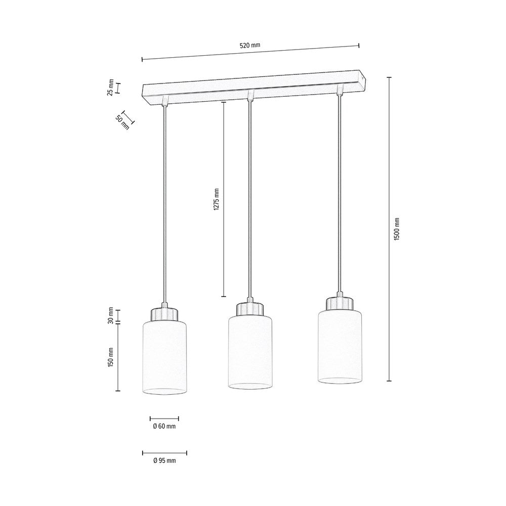 Bosco Lampa Wisząca 3xE27 Max.60W Czarny/Biały