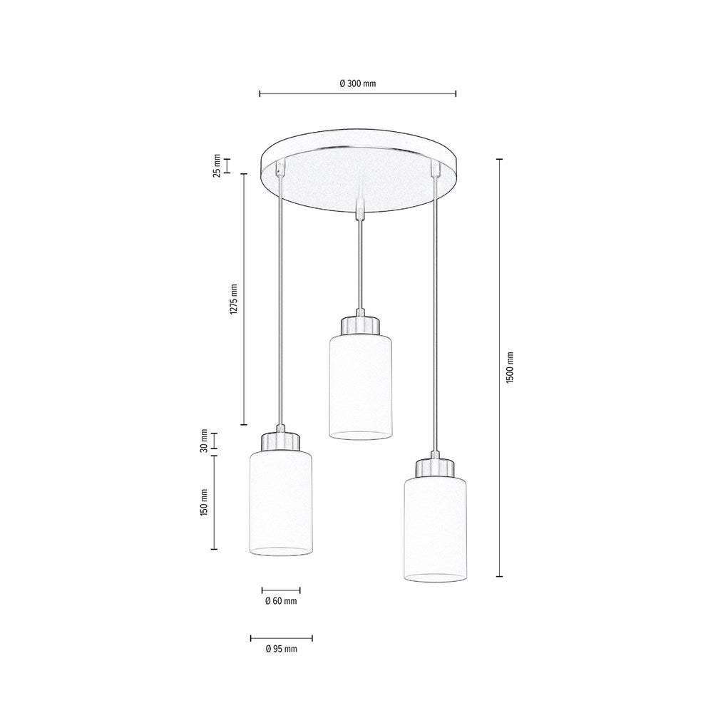 Bosco Lampa Wisząca 3xE27 Max.60W Czarny/Biały v2