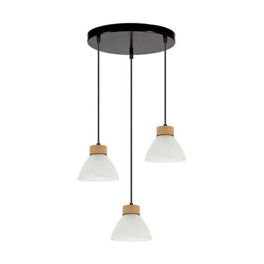 Prahas Lampa Wisząca Rondel 3xE14 Max.40W Czarny/Dąb/Biel