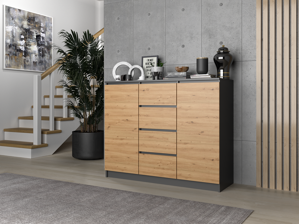 KOMODA 2D4S - ANTRACYT / DĄB ARTISAN