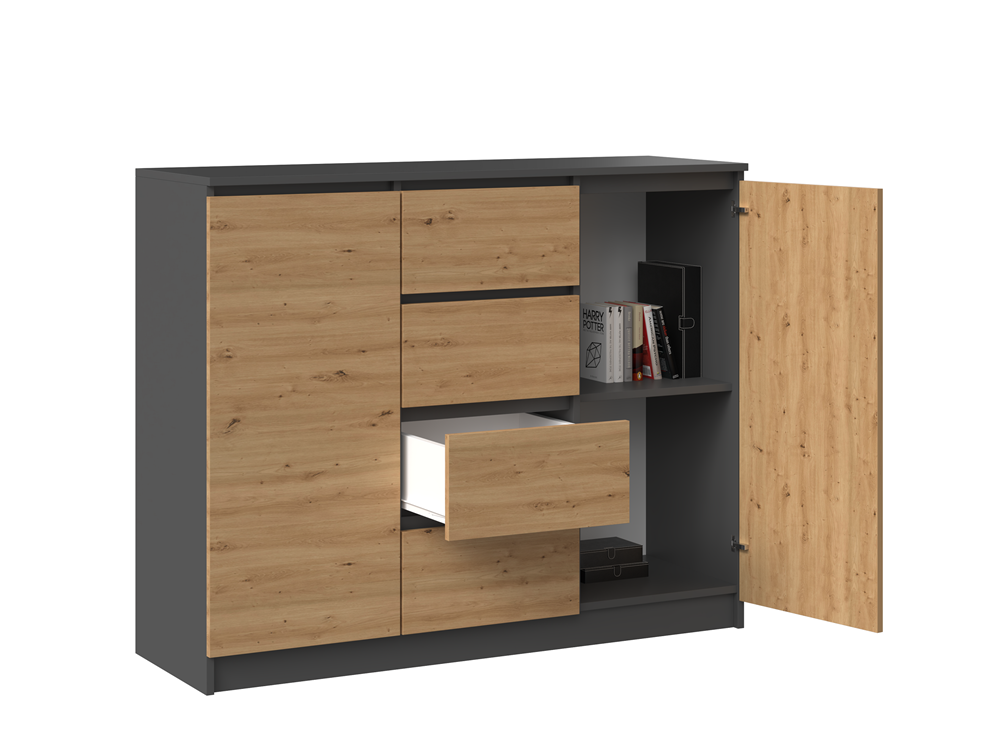 KOMODA 2D4S - ANTRACYT / DĄB ARTISAN