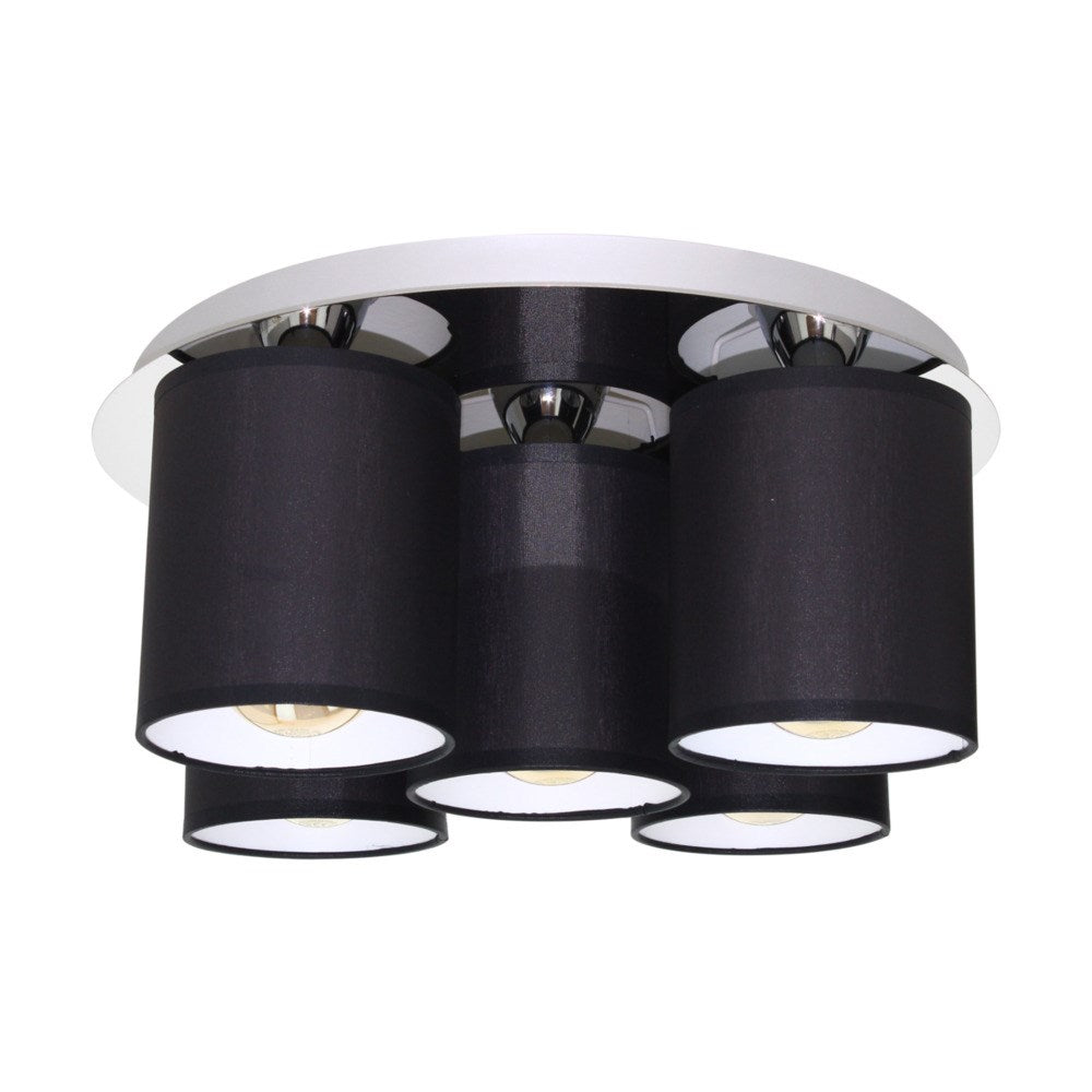 Merida Lampa Sufitowa 5xE27 Max.25W Chrom/Czarny