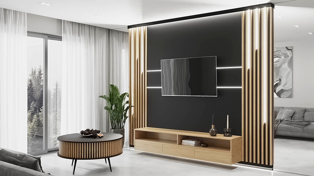 STOLIK KAWOWY RONDA CZARNA OKRĄGŁA DĄB LAMELE SALON