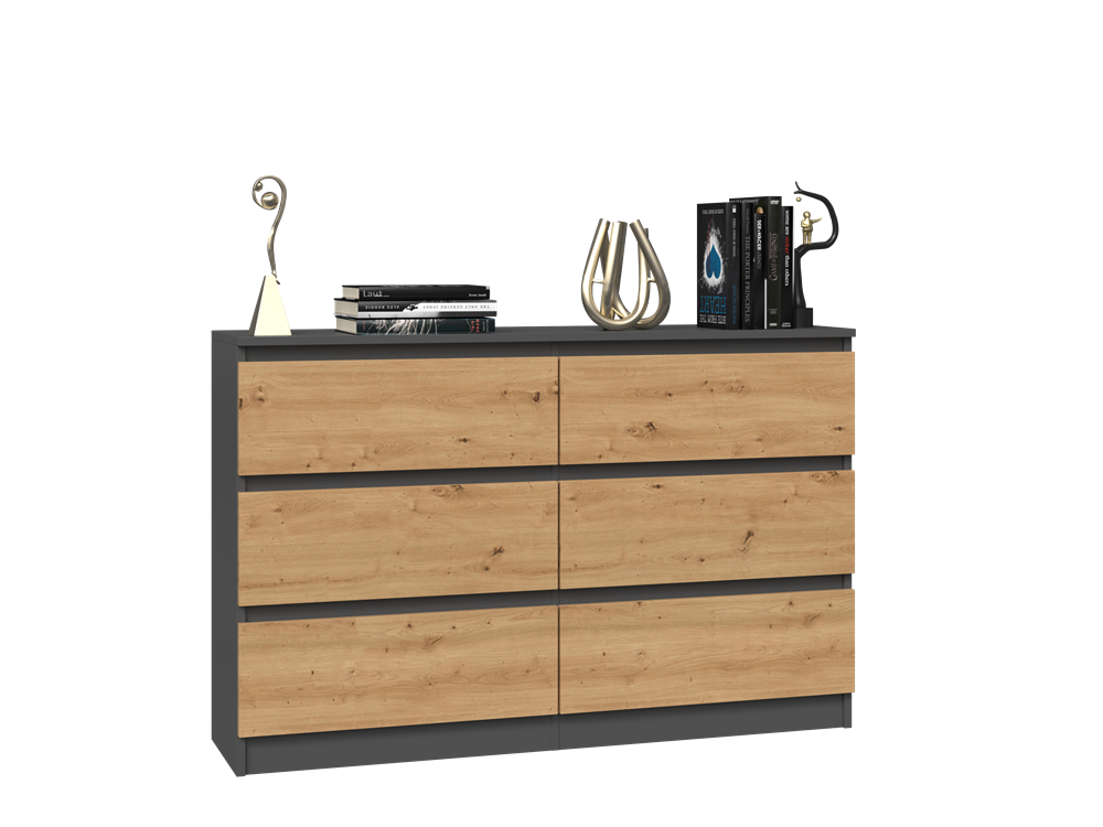 KOMODA MALWA M6 120 - ANTRACYT / DĄB ARTISAN