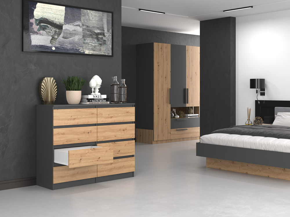 KOMODA MALWA M8 120 - ANTRACYT / DĄB ARTISAN