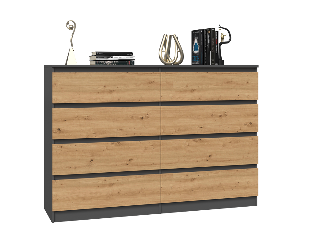 KOMODA MALWA M8 140 - ANTRACYT / DĄB ARTISAN