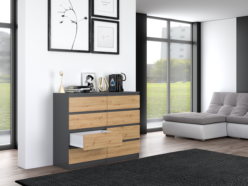 KOMODA MALWA M8 120 - ANTRACYT / DĄB ARTISAN