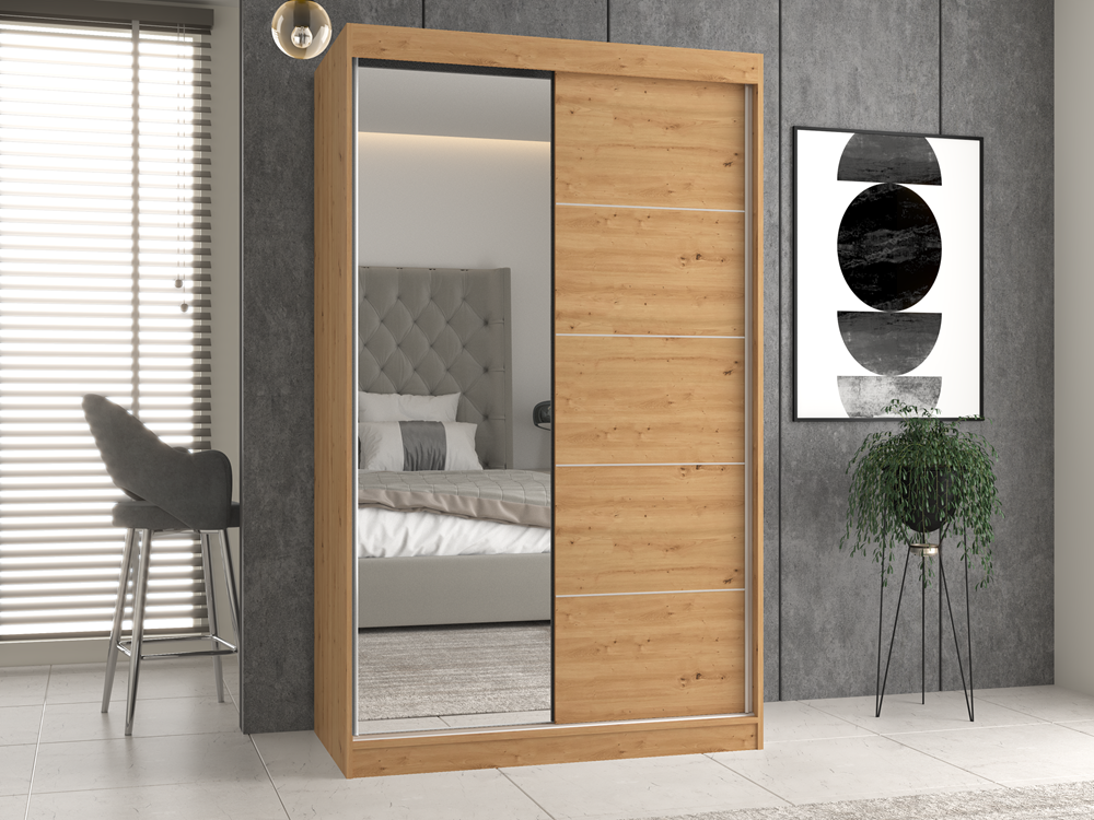 SZAFA IGA 120 1x LUSTRO SZPROSY DĄB ARTISAN