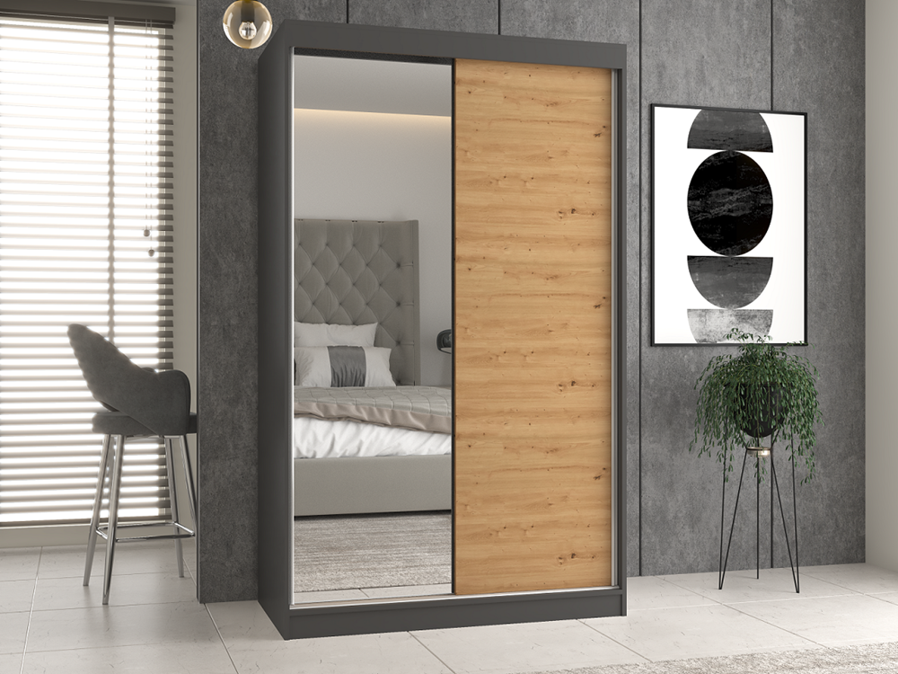 SZAFA IGA 120 Z 1 LUSTREM - ANTRACYT / DĄB ARTISAN