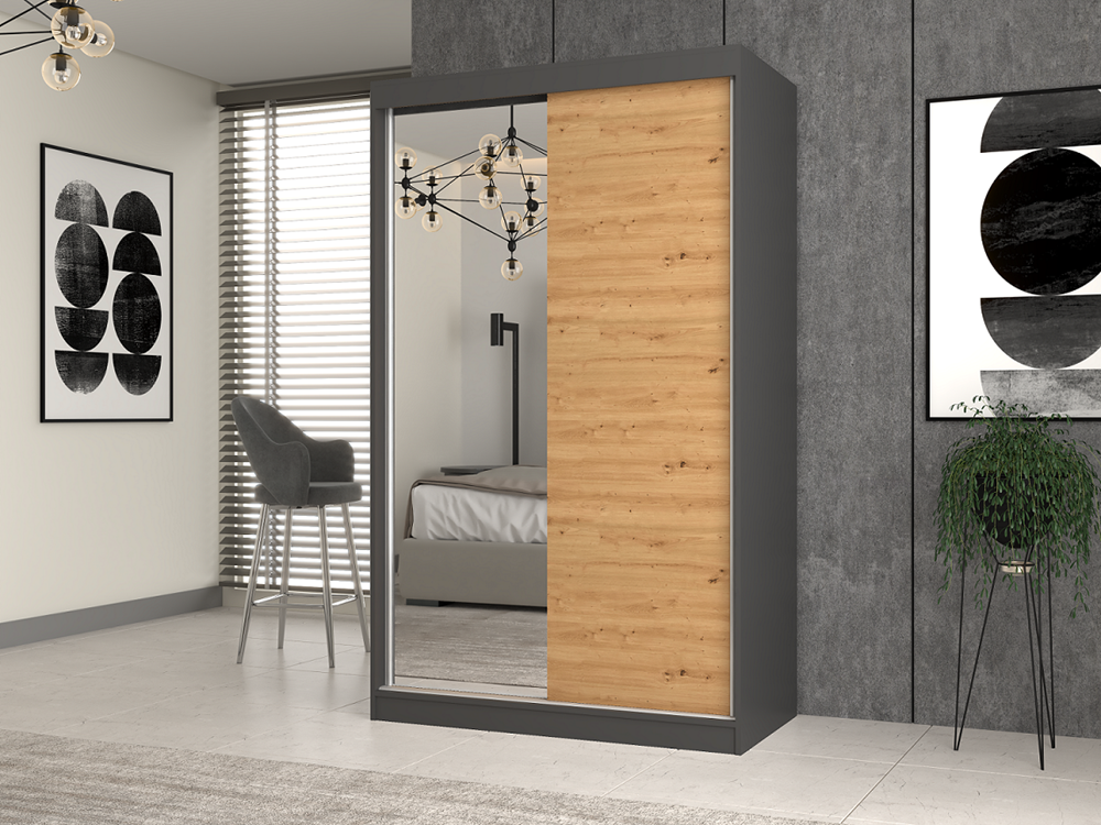 SZAFA IGA 120 Z 1 LUSTREM - ANTRACYT / DĄB ARTISAN