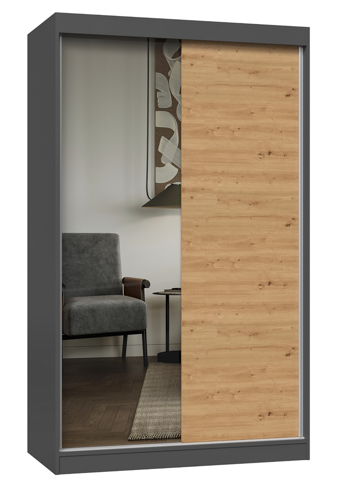 SZAFA IGA 120 Z 1 LUSTREM - ANTRACYT / DĄB ARTISAN