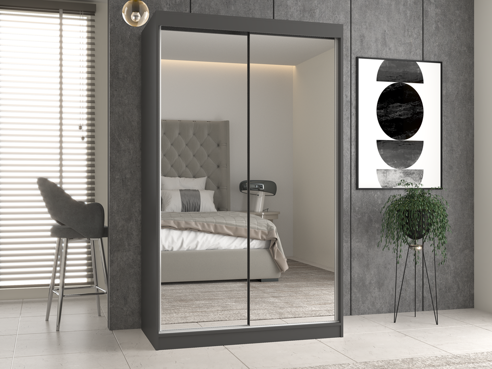 SZAFA IGA 120 Z 2 LUSTRAMI - ANTRACYT / DĄB ARTISAN