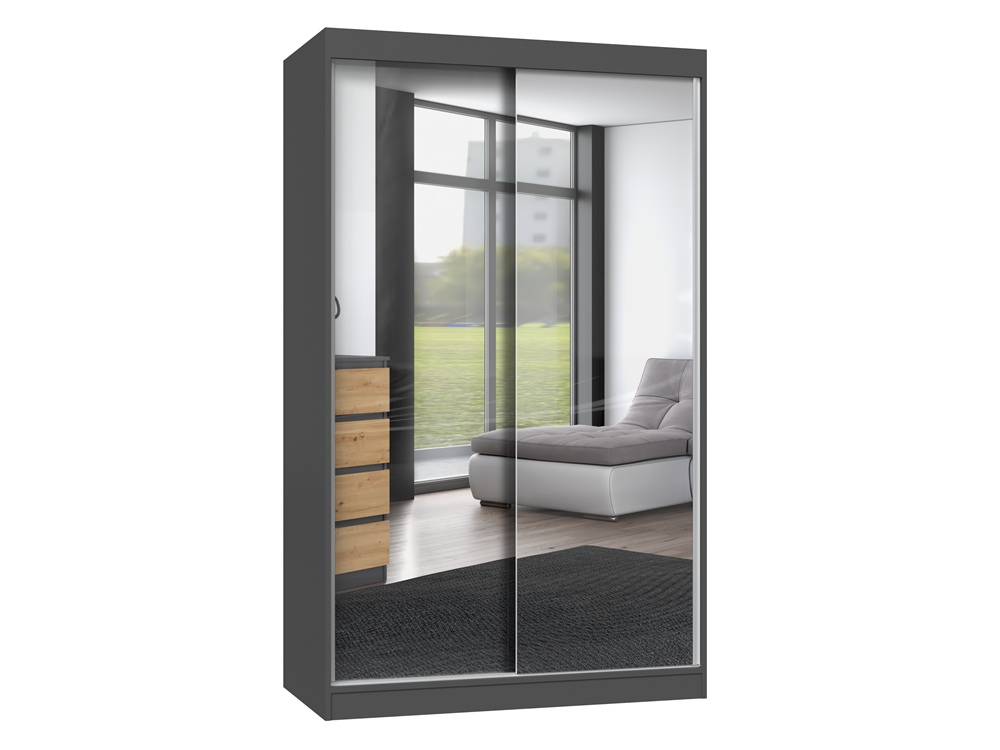 SZAFA IGA 120 Z 2 LUSTRAMI - ANTRACYT / DĄB ARTISAN