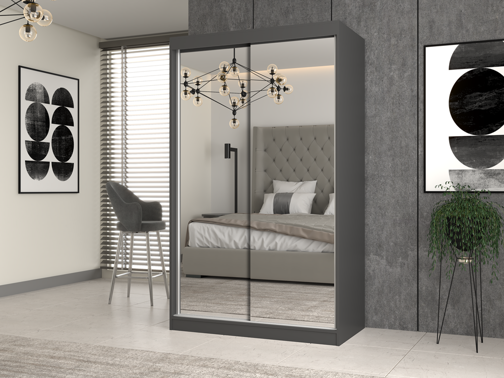 SZAFA IGA 120 Z 2 LUSTRAMI - ANTRACYT / DĄB ARTISAN