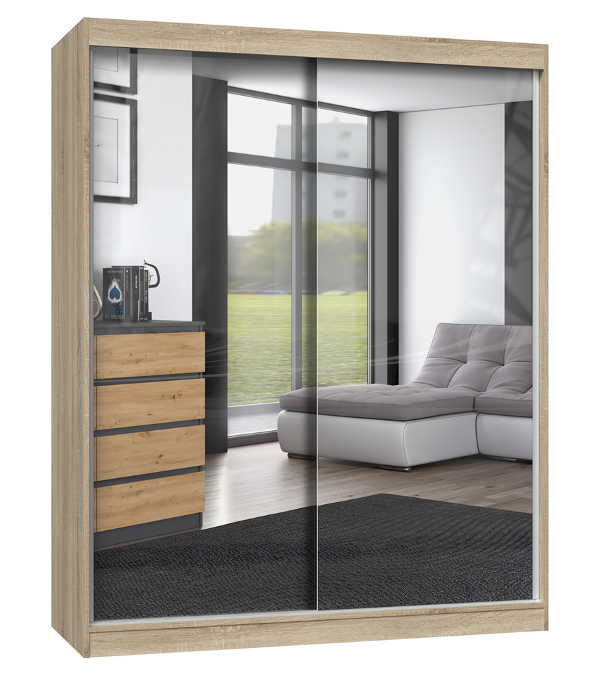 SZAFA IGA 160 Z 2 LUSTRAMI - DĄB SONOMA