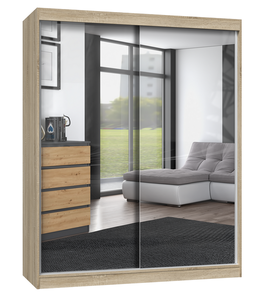 SZAFA IGA 160 Z 2 LUSTRAMI - DĄB SONOMA