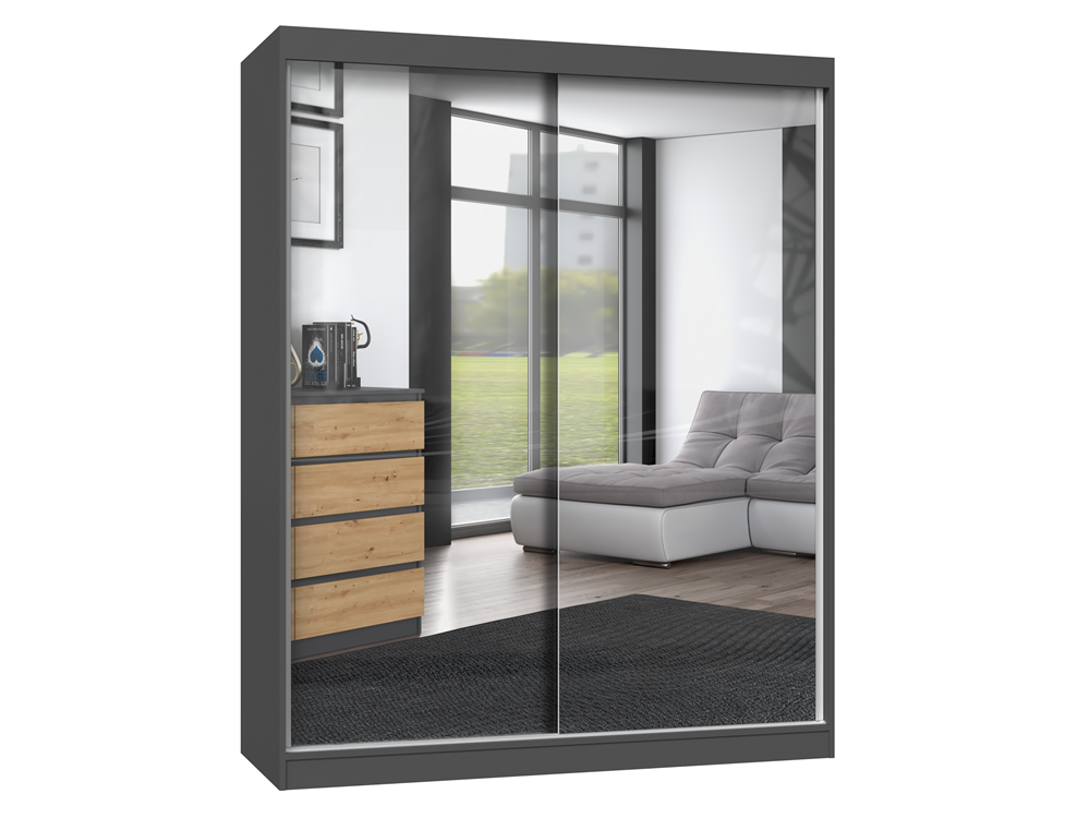 SZAFA IGA 160 Z 2 LUSTRAMI - ANTRACYT DĄB ARTISAN