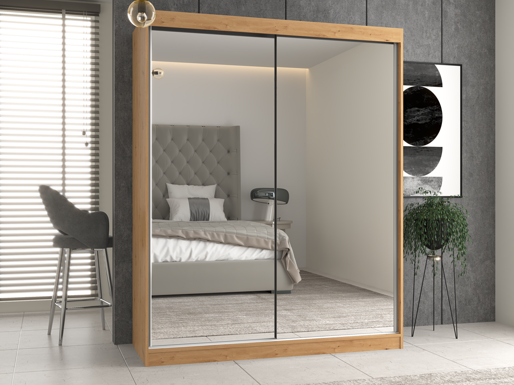 SZAFA IGA 160 Z 2 LUSTRAMI - DĄB ARTISAN