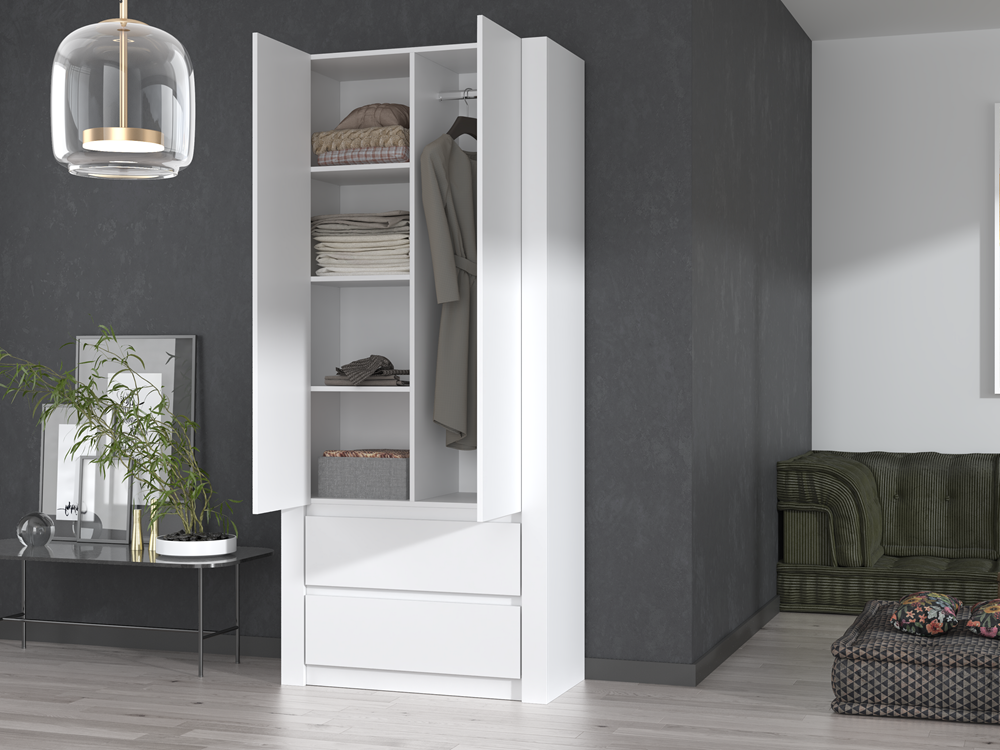 SZAFA GARDEROBA 2 SZUFLADY 90 CM DEKO 2D2S BIEL