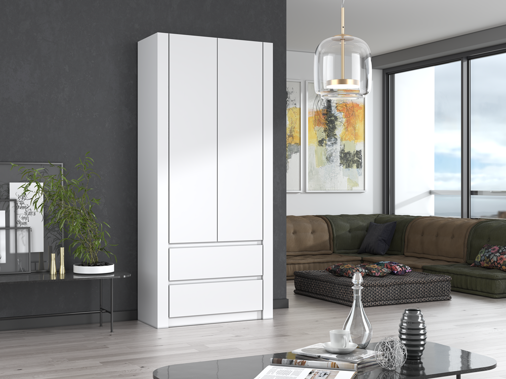 SZAFA GARDEROBA 2 SZUFLADY 90 CM DEKO 2D2S BIEL