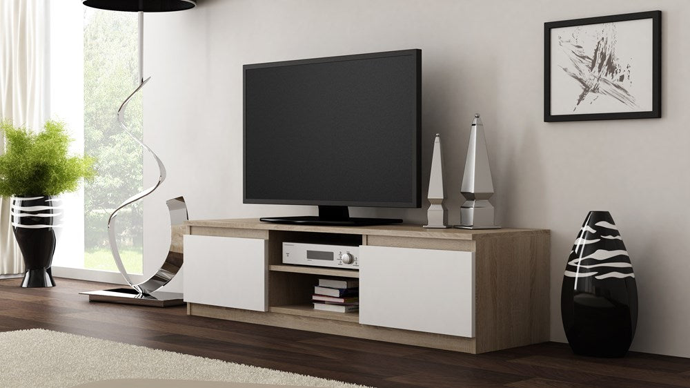 STOLIK RTV MALWA 140 - DĄB SONOMA / BIEL