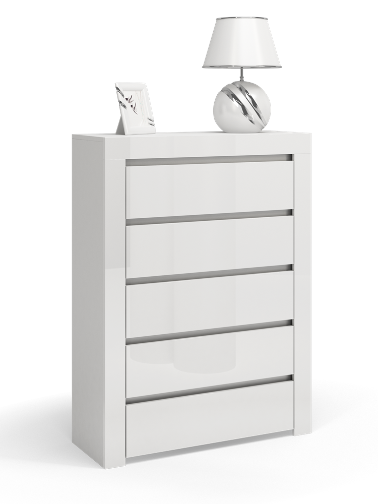 KOMODA DEKO D5 - BIEL POŁYSK