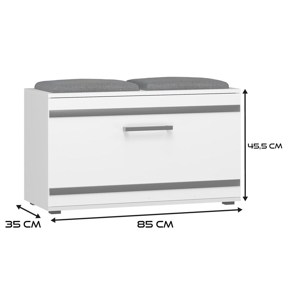 SZAFKA NA BUTY SIEDZISKO SCHOWEK OPAL BIEL MAT