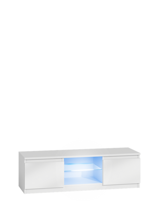 STOLIK RTV 120 BIEL SZYBA POŁYSK KOMPLET